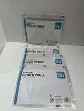 4 New Pen + Gear Binder Pouch 3 Ring Zipper Case Translucent 8” X 10
