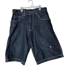 FUBU Y2K Mens Dark Wash Denim Shorts Size 32