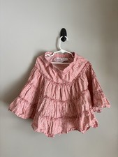 Hanna Andersson Girls 120 6/7 Pink Ruffle Tiered Skirt Preppy Spring Beach Party