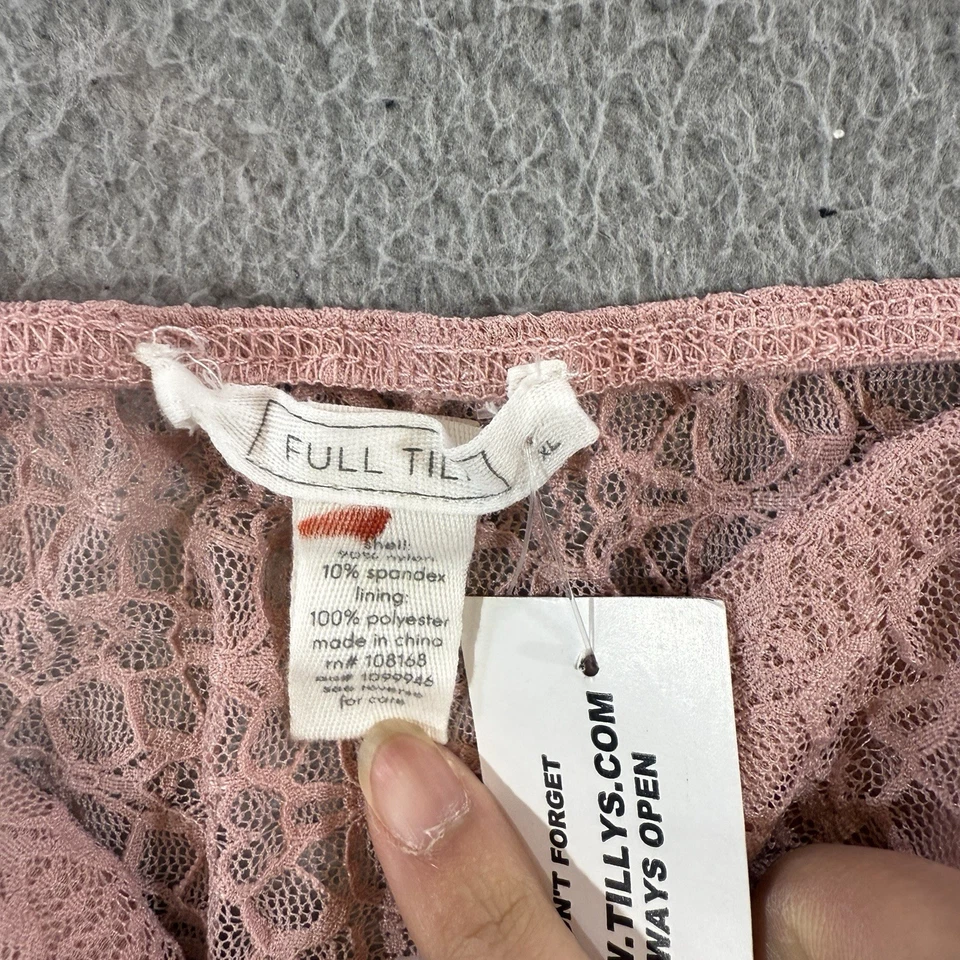 Camiseta sin mangas FULL TILT rosa para mujer XL playa verano coqueta costera Y2K babydoll lazo Foto 3 de 4