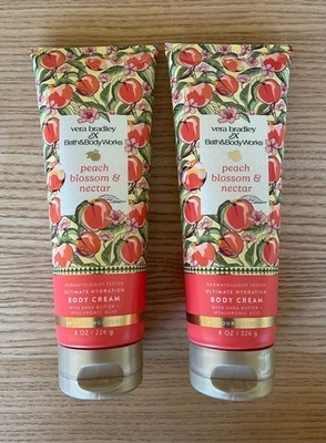 BATH & BODY WORKS/VERA BRADLEY PEACH BLOSSOM & NECTAR BODY CREAM, 8 OZ. LOT OF 2