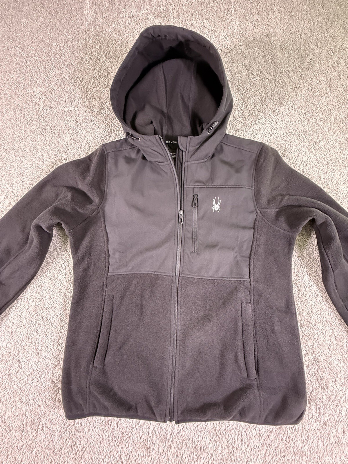 Spyder Women's full Zip Hooded With Pockets Jacket, Black, Size XL