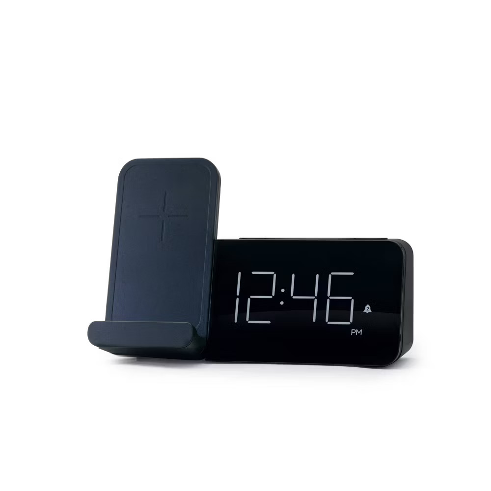 Power Stand Alarm Table Clock Black - Capello: Wireless Charger, USB Port,
