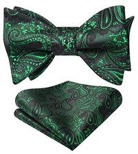 Bow Ties for Men Paisley Bowties Mens Self Tie Bow Tie One Size Green  Black