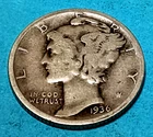 1936 Mercury Dime 90% Silver P Mint 90-Year-Old Coin