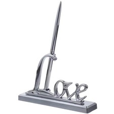 Wedding Signing Pen with LOVE Holder - Silver