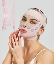 Reusable V-Line Lifting Mask with Chin Strap 23-27 Inches (Pink)