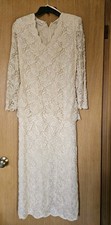 Beautiful Womens Lawrence Kazar 1 Piece Beaded Ivory Formal Dress