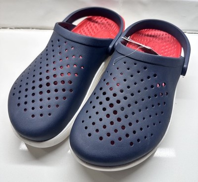 NEW Crocs Inmotion Clogs Blue/White/Red Mens Size 8 Womens Size 10