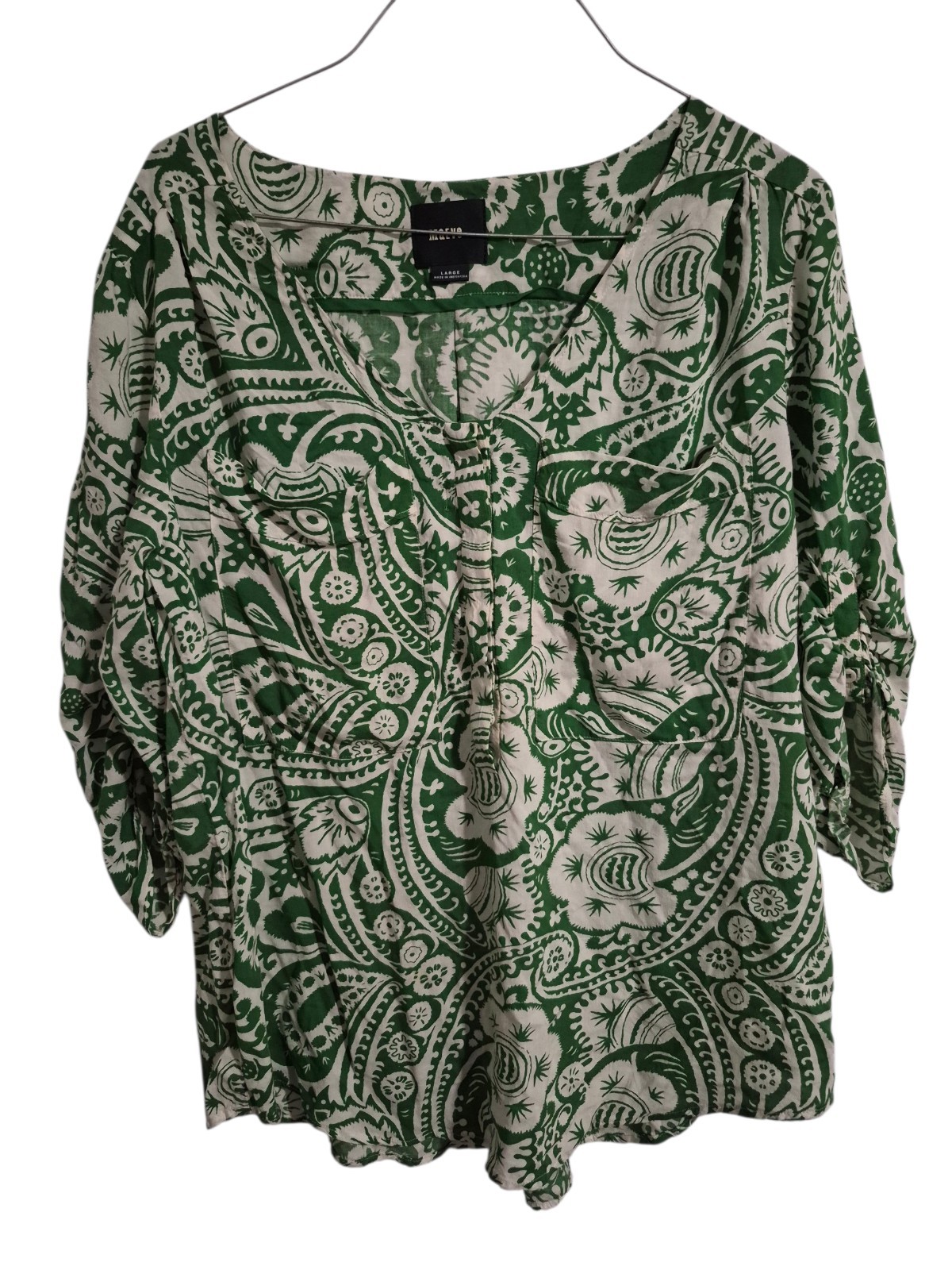 Anthropologie Maeve Large Charleston Green Tunic Paisley V Neck Spring Casual