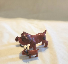 Vintage chained english bulldog miniature dogs celluloid japan new old stock