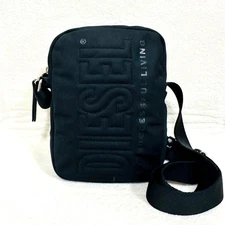 Diesel Men Black Shoulder Bag Big Logo FOR SUCCESSFUL LIVING Almost unused Italy