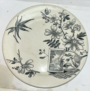 Antique Black White Transfer Kenilworth Plate 9 1/2"