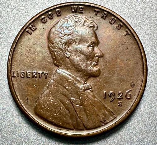 1926-S   LINCOLN CENT   AU DETAILS  KEY DATE  #9989