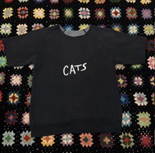 Vintage Cats Musical Broadway 1980s 1990s Cat Eyes Cut Crewneck Sweater Retro