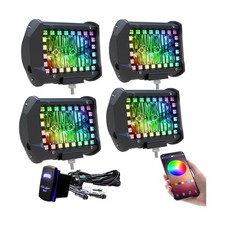 4PCS 4" inch LED Pods Flood Work Light Bar with Multi-Color Chasing RGB Halo ...