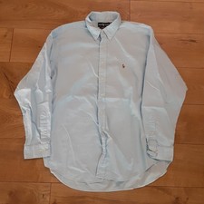 Vintage Polo Ralph Lauren 17.5 36 37 Blue Yarmouth Long Sleeve Button Down Shirt