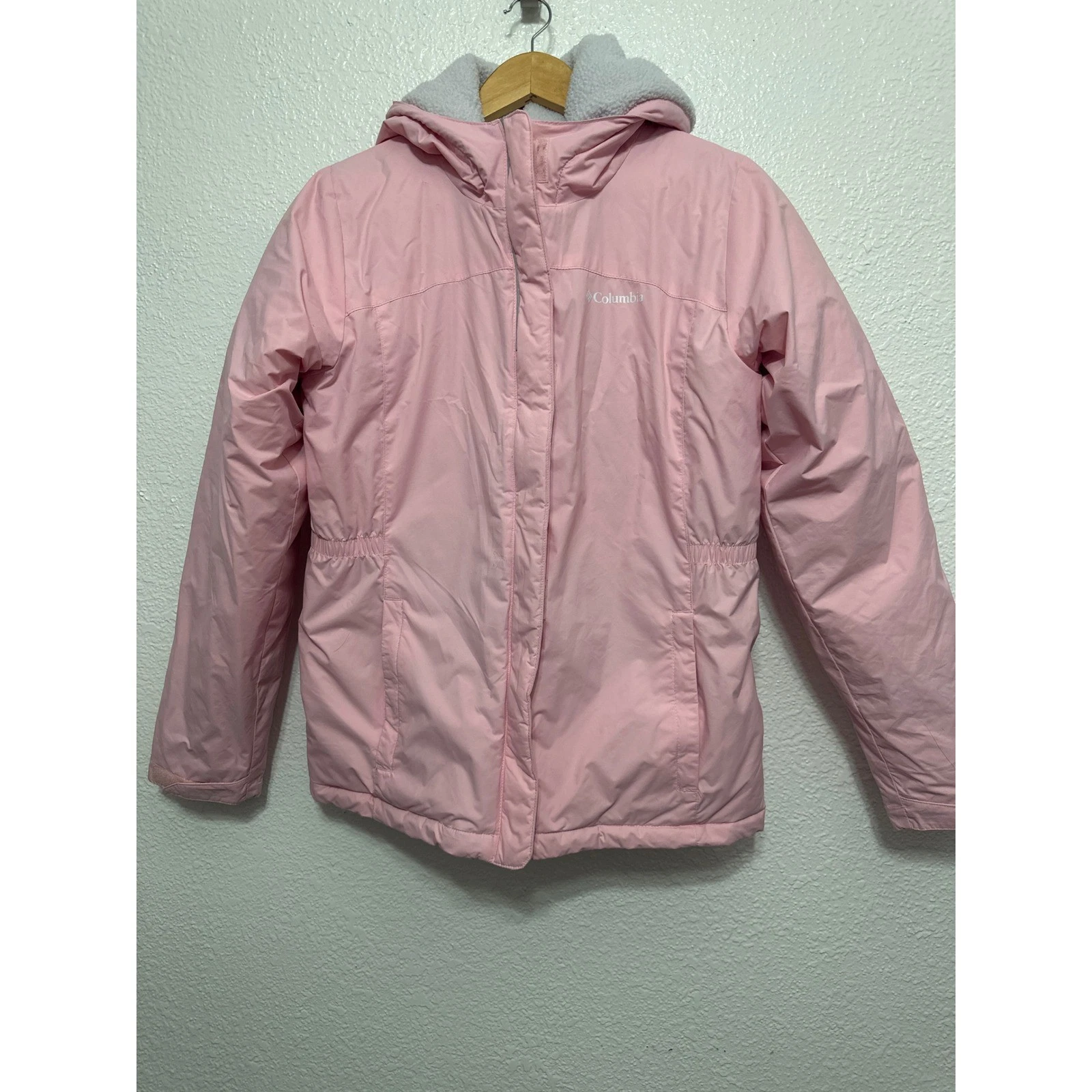Columbia Girls Pink Sherpa Lined Hooded Winter Jacket Insulated Parka Coat