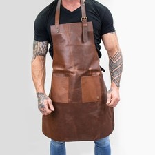 Universal Genuine Full Grain Leather Apron Brown Brown BBQ, Cook Butcher Apron