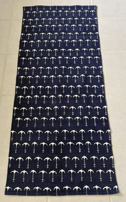 Garnet Hill Anchor Design Cotton Runner Rug 2.6' x 6' Nautical Navy White