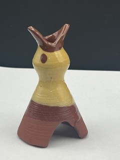 Vintage Pie Bird Rustic Brown Mustard Natural Clay Steam Vent 3.75"