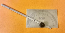 L. S. Starrett No. C493B Protractor/No. 610N 6" Rule/Depth Gage Machinist Tool