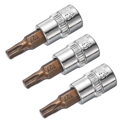 1/4-Inch Drive Bit Socket Torx T27 S2 Steel 38mm Length 3Pcs