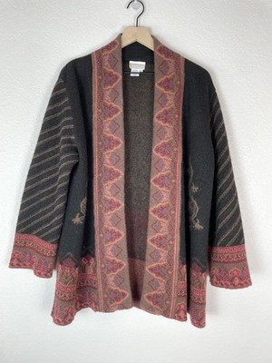 Coldwater Creek Vintage Mohair Blend Cardigan Sweater Boho Western M