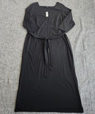 NWT Talbots Knit Side Slit Knit Belted Dress Women's 1X Petite Black Casual Work