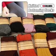 Womens Ladies Thick Chunky Cable Ribbed Warm Knitted Pants Leggings Skinny Wool