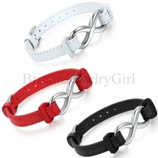 Love Infinity Stainless Steel Leather Bracelet for Men Women Adjustable Bangle