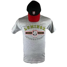 Luminox International Watch Gear Hat Cap Shirt Combo Mens Grey Black Red Small