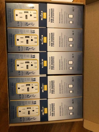 Dual USB Wall Outlet Charger Port Socket with 15 AMP Electrical Receptacles - Picture 8 of 10