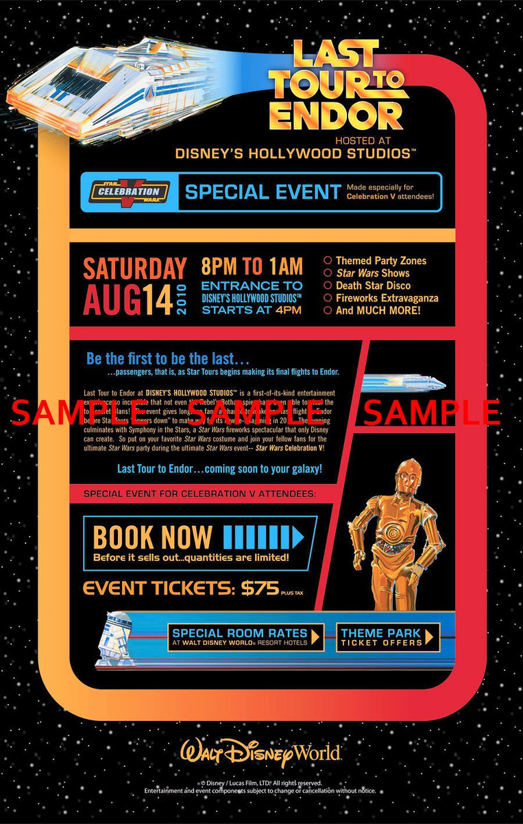 2010 Disney Star Tours Last Tour to Endor Event 11x17 Poster | eBay