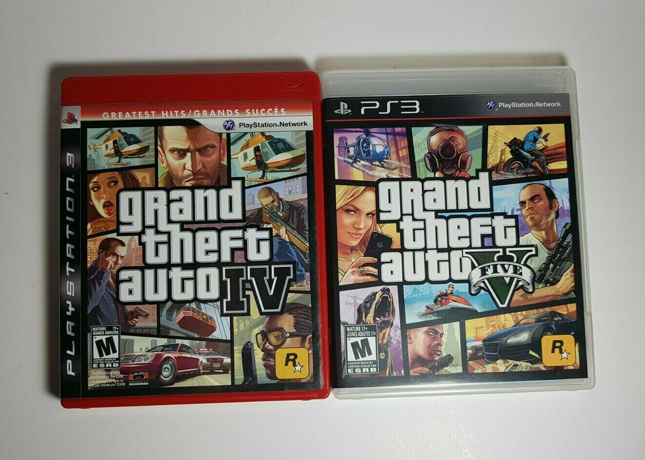 2 x SONY PLAYSTATION 3 PS3 GAMES GRAND THEFT AUTO IV 4 + GTA 5 FIVE V