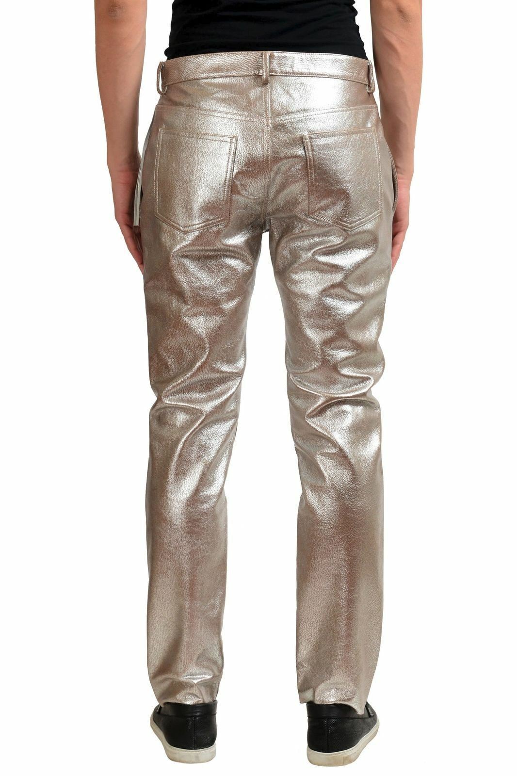 Maison Margiela 10 Men's 100% Leather Metallic Fringe Casual Pants Size 30  32