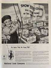 1944 National Lead Company WWII Battle Flags Colors Home Paint VTG Print Ad