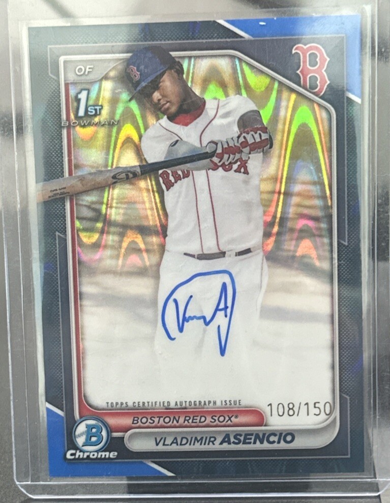 VLADIMIR ASENCIO 2024 BOWMAN CHROME 1ST AUTOGRAPH BLUE RAYWAVE AUTO /150
