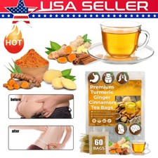 60Bags Turmeric Ginger Cinnamon Tea No Additive Support Brain Weight Sleep-Skin