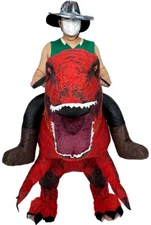 Red T-Rex Ride On Inflatable Dinosaur Costume Outfit Adult Size Cosplay Dress Up