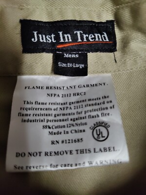 ビック　 Just in Trend Welding Shirt FR Mens 3XL Long Sleeve. Flame