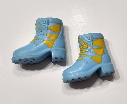 BARBIE SHOES SNEAKERS HIKING BOOTS LIGHT BLUE YELLOW CLUNKY HEELS DOLL SHOES