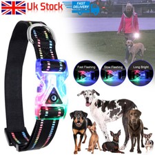 RGB LED Dog Collar Blinking Night Flashing Light Up Glow Adjustable Pets Safety 