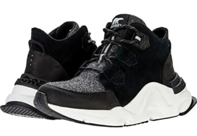 SOREL Kinetic  RNEGD Caribou Waterproof Sneakers in Black, Sz 9.5, New!