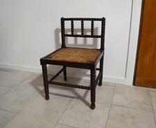 N2672 MAGNIFICA VECCHIA SEDIA TORNITA DI LEGNO E PAGLIA