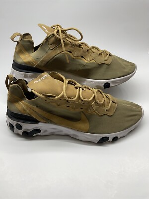 2018 Mens Nike React Element 55 Metallic Gold/White/Black Running Shoes! Size 10