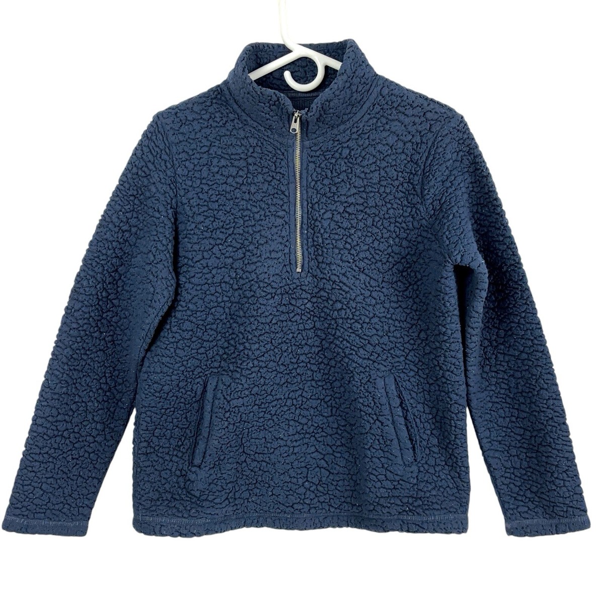 Abercrombie Fitch Jacket Men M Navy 1/4 Zip Retro Pile Fleece