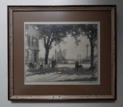 1940 Gordon Grant Arching Elms Gloucester MA. Framed AAA Ltd Ed Lithograph Print