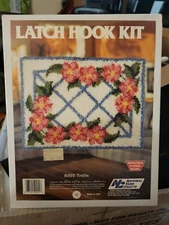 Vintage Latch Hook Kit National Yarn Crafts   R005 Trelis Flowers Spring 20x27