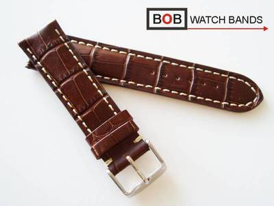 BOB ECHTLEDERBAND Tabac ALLIGATORPRÄGUNG Kompatibel mit Breitling 18,20,22,24 mm